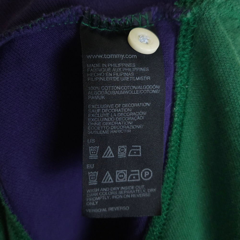 Tommy Hilfiger Rugby Polo Shirt Men's XL Slim Fit Green Purple Big Crest Logo - Picture 7 of 15